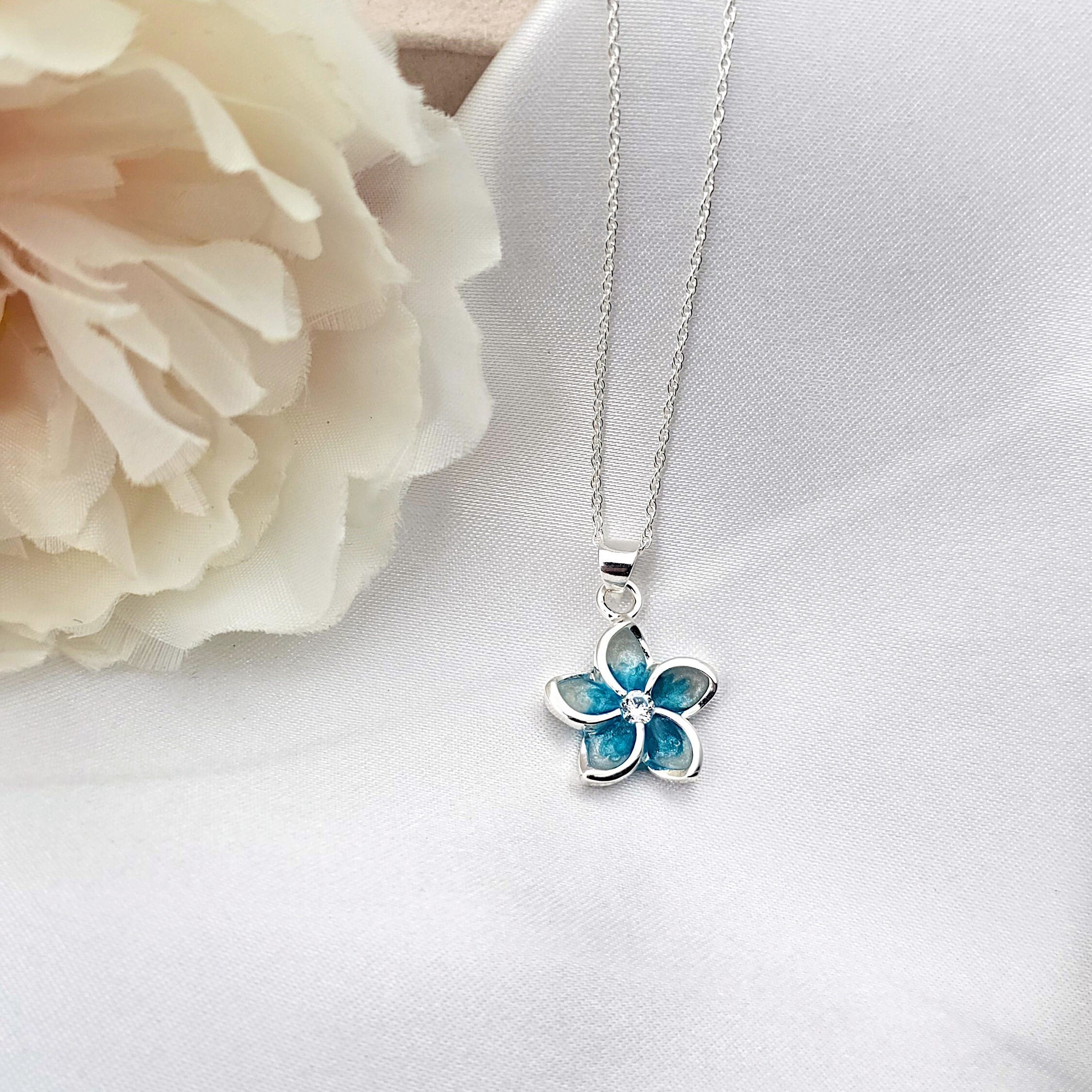 Plumeria Necklace, Flower Necklace, Hawaiian Jewelry, 925 Sterling Silver, Floral Jewelry, Gift for Her - Thumbnail 7