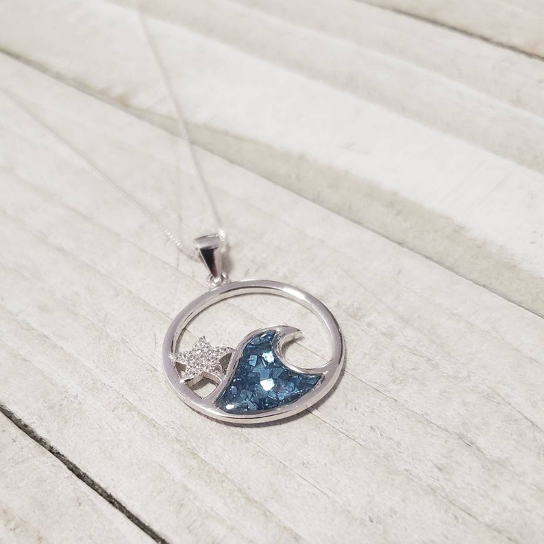 Cubic Zirconia Starfish Necklace Resin Necklace 925 Sterling Silver