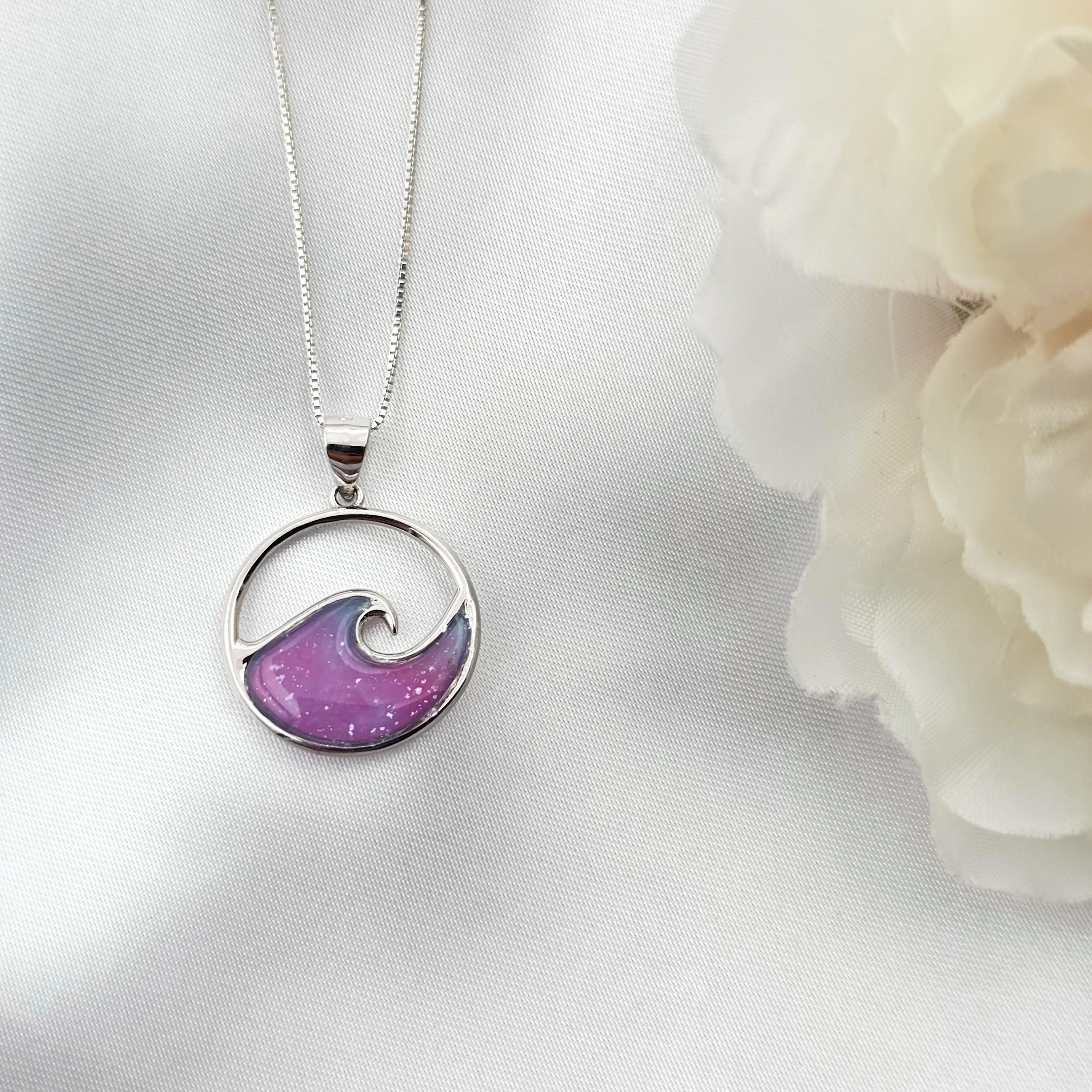 Ocean Wave Necklace, Hawaiian Jewelry, Mothers Day Jewelry, Beach Gifts, 925 Sterling Silver - Thumbnail 4