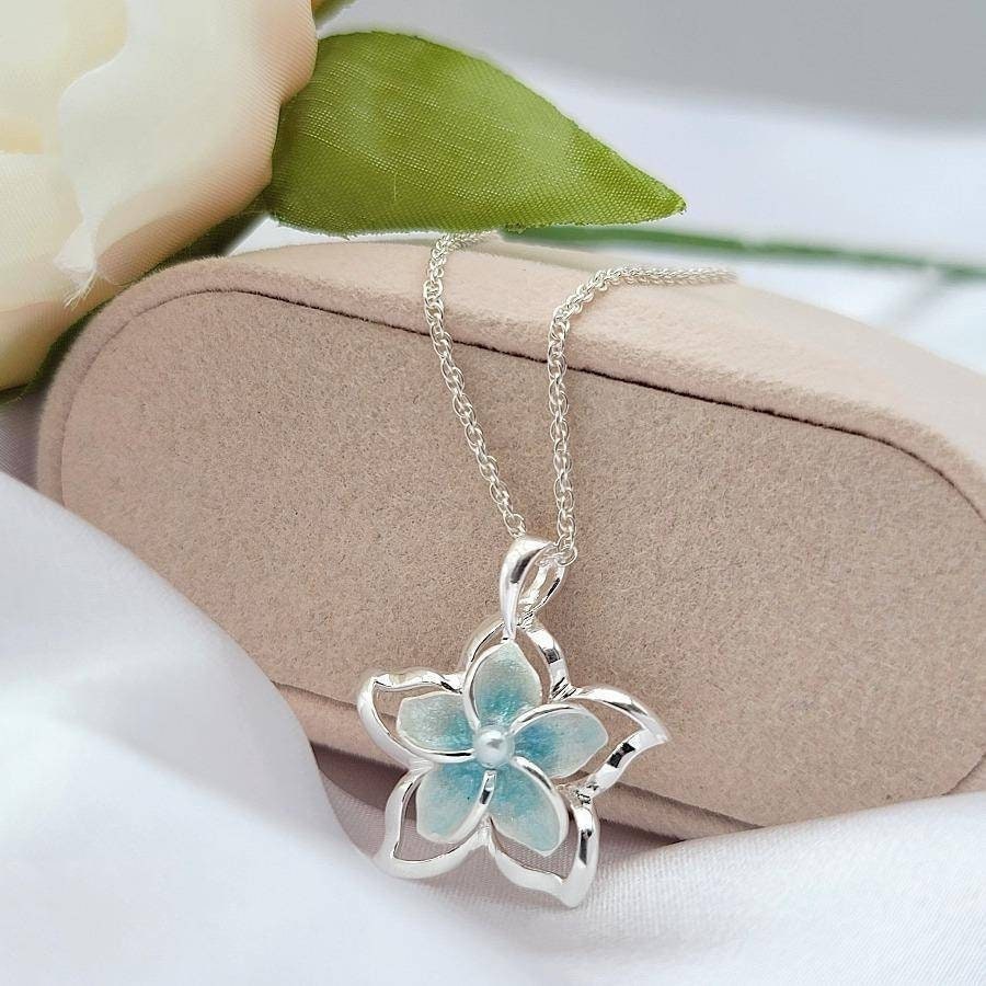 Dainty Flower Necklace, Plumeria Jewelry, Hawaiian Jewelry, Necklaces for Women, 925 Sterling Silver Necklace - Image 1