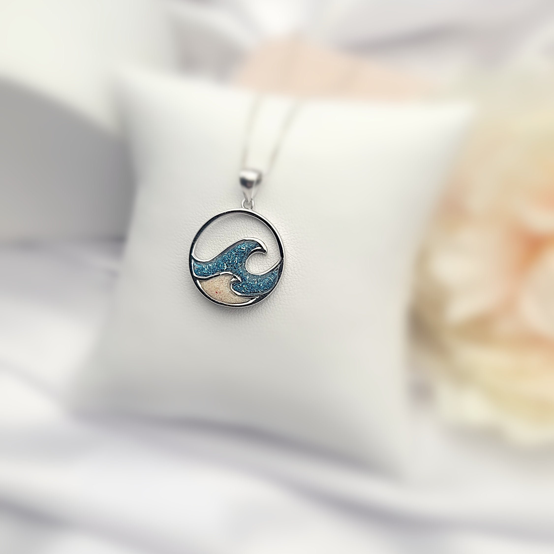 Ocean Wave Necklace, Hawaiian Jewlery, Beach Gifts, Surfer Girl,  925 Sterling Silver - Thumbnail 3