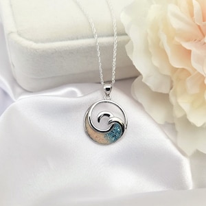 Ocean Wave Necklace, Hawaiian Jewelry, Handmade Jewelry, Gift For Her, Beach Jewelry, 925 Sterling Silver, Handmade Jewelry, Bahamas Sand image 2