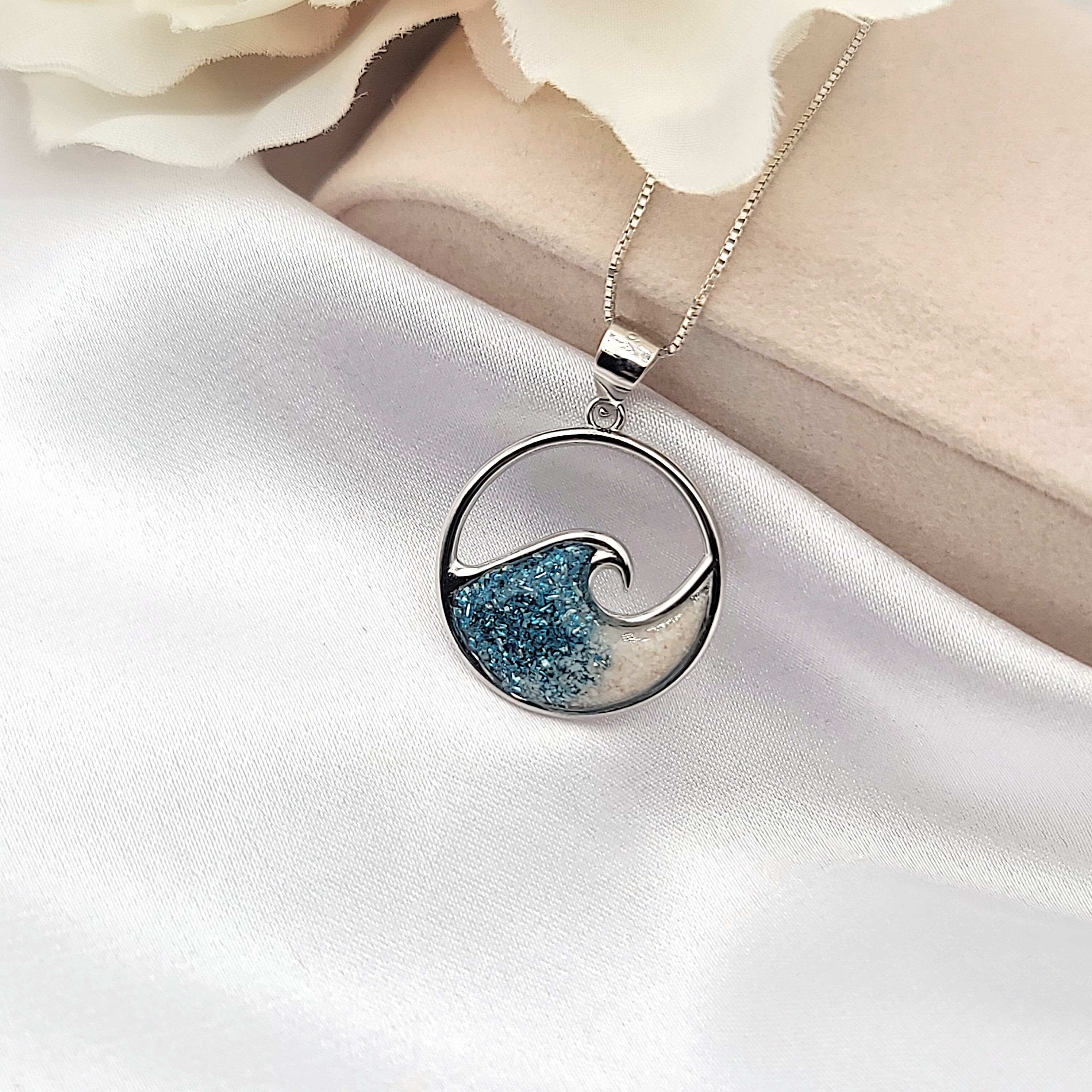 Wave Necklace, Sand Jewelry, Beach Jewelry, Beach Gift, 925 Sterling Silver - Thumbnail 5