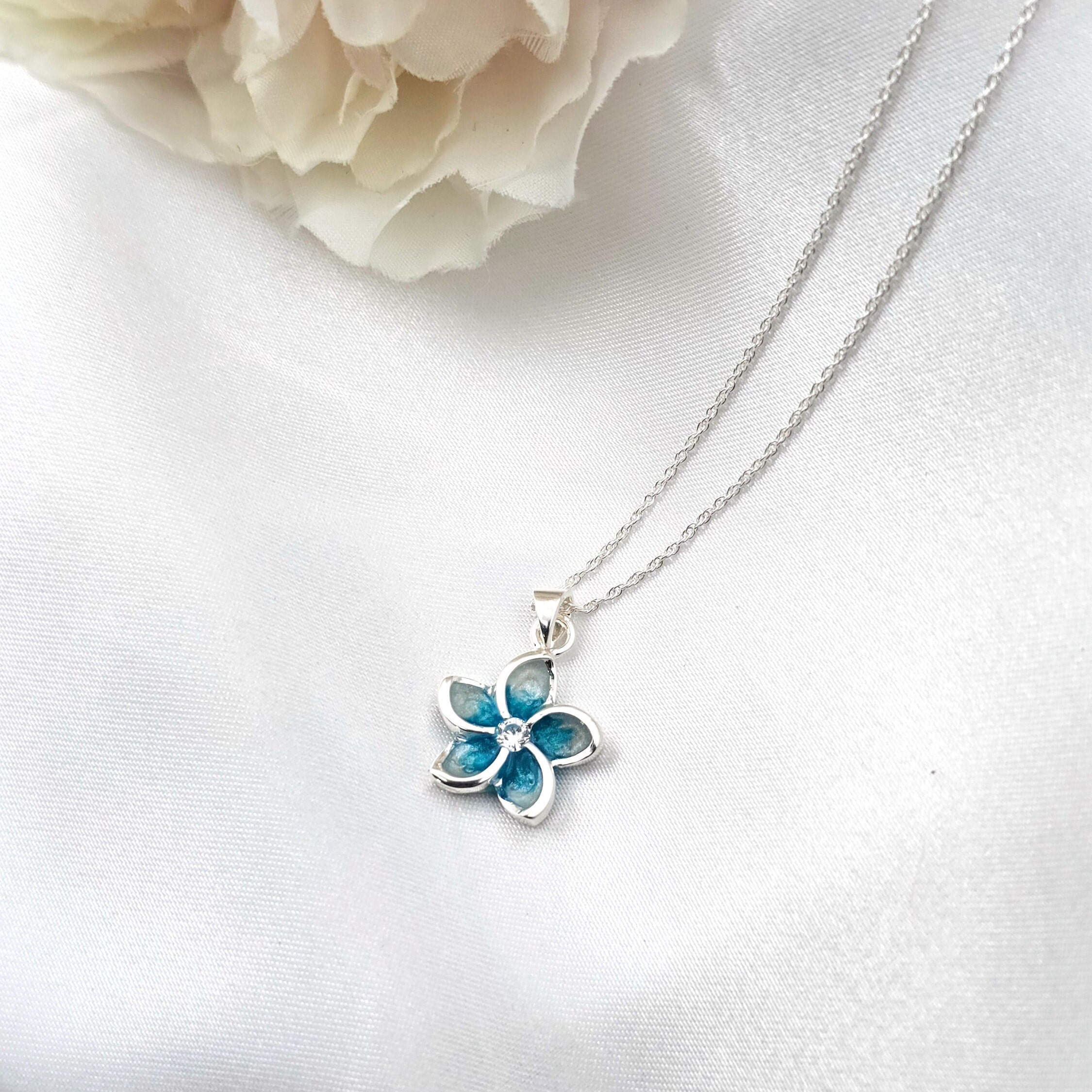 Plumeria Necklace, Flower Necklace, Hawaiian Jewelry, 925 Sterling Silver, Floral Jewelry, Gift for Her - Thumbnail 6