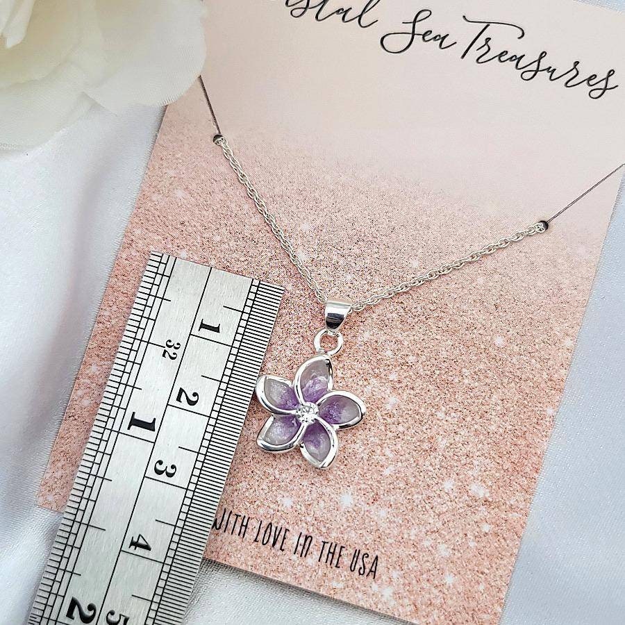 Plumeria Flower Necklace, Hawaiian Jewelry, 925 Sterling Silver - Thumbnail 3