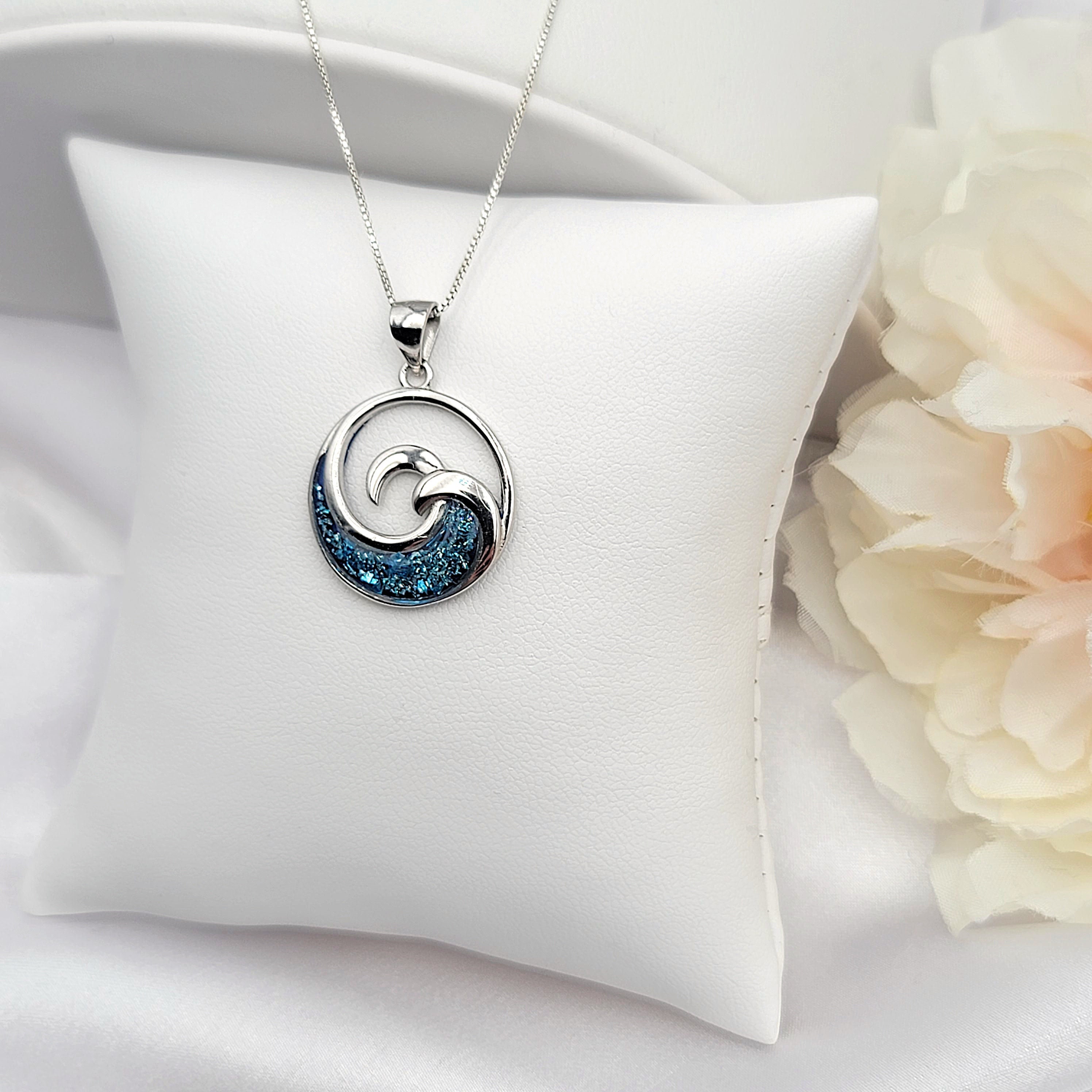 Wave Necklace, Ocean Inspired Jewelry, Hawaiian Jewelry, Beach Gifts, Gift For Her, 925 Sterling Silver - Thumbnail 7