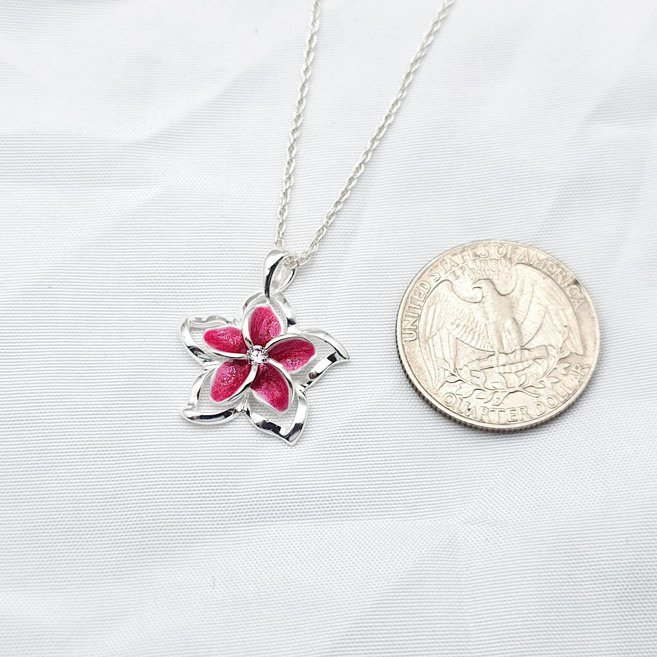Plumeria Necklace, Christmas Jewelry, Hawaiian Jewelry, Flower Jewelry, 925 sterling silver - Thumbnail 3