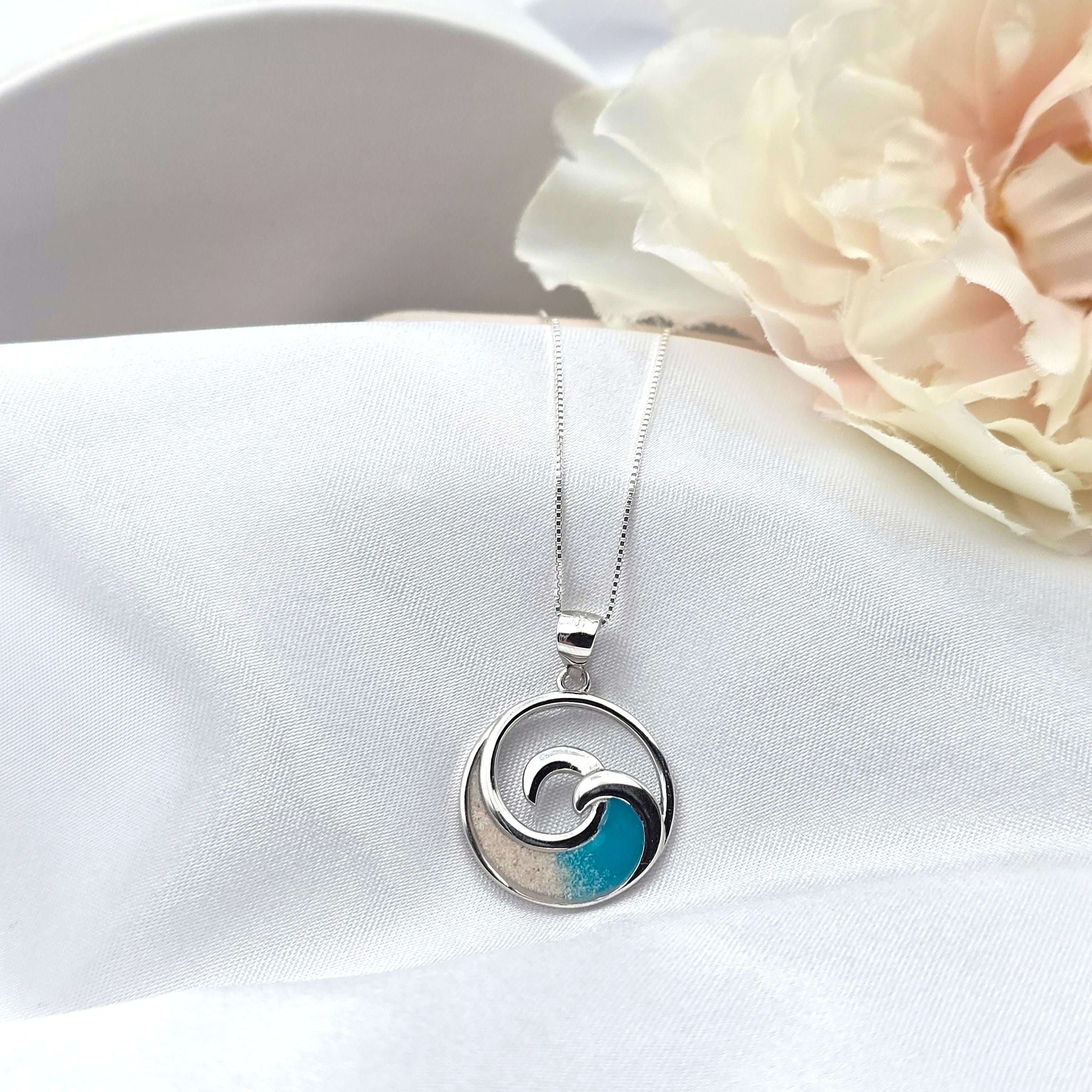 Wave Necklace, Summer Jewelry, Beach Sand Jewelry, Beach Jewelry Gift, 925 Sterling Silver Jewelry - Thumbnail 7