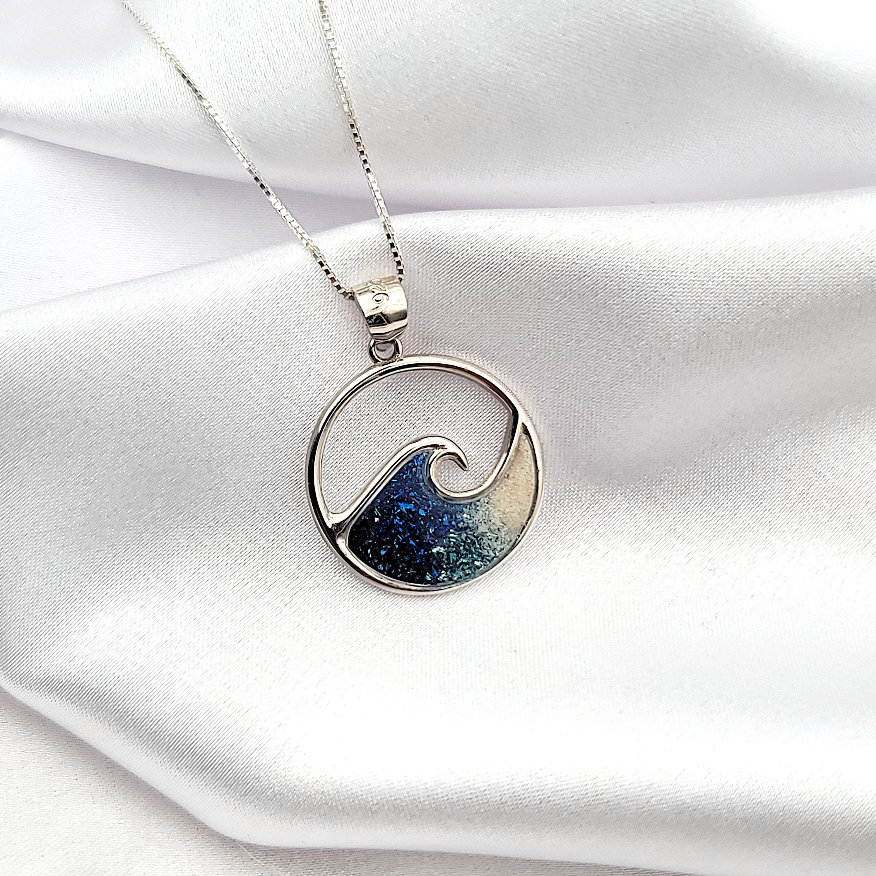 Ocean Wave Necklace, Bahamas Jewelry, Hawaiian Jewelry, Beach Gifts, Gifts For Her, 925 Sterling SIlver - Image 1