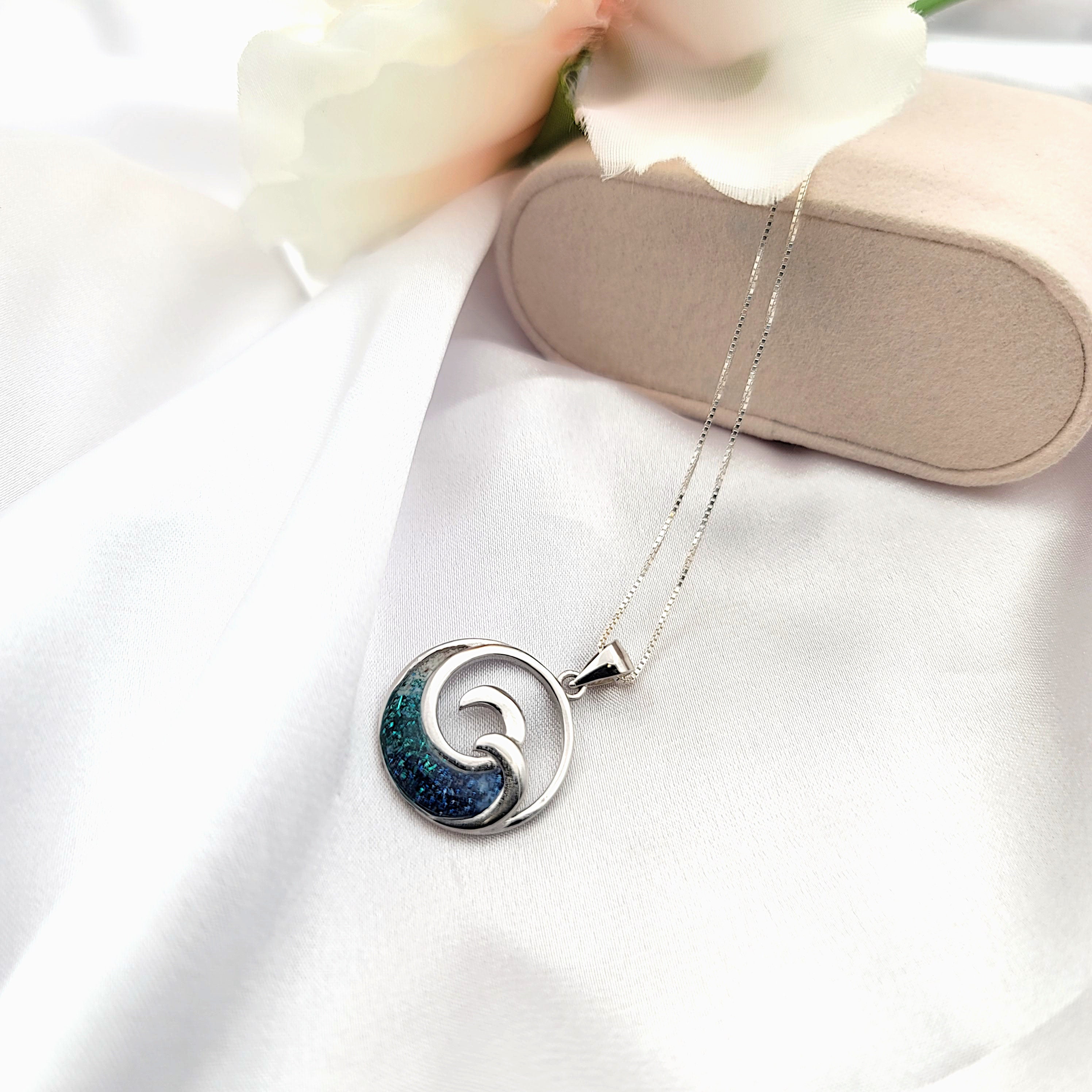 Hawaiian Jewelry, Wave Necklace, Beach Gifts, 925 Sterling SIlver - Thumbnail 3