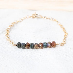 Gemstone Gold Filled Bracelet, Chain Bracelet, Beaded Bracelet, Toggle Clasp Bracelet, Gold Filled Jewelry, Gemstone Jewelry, Gold Bracelet