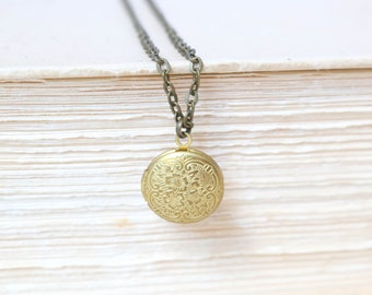 Gold Plated Locket Necklace, Gold Necklace, Gold Jewelry, Simple Necklace, Pendant Necklace, Everyday Necklace, Gift for Her, Picture Locket