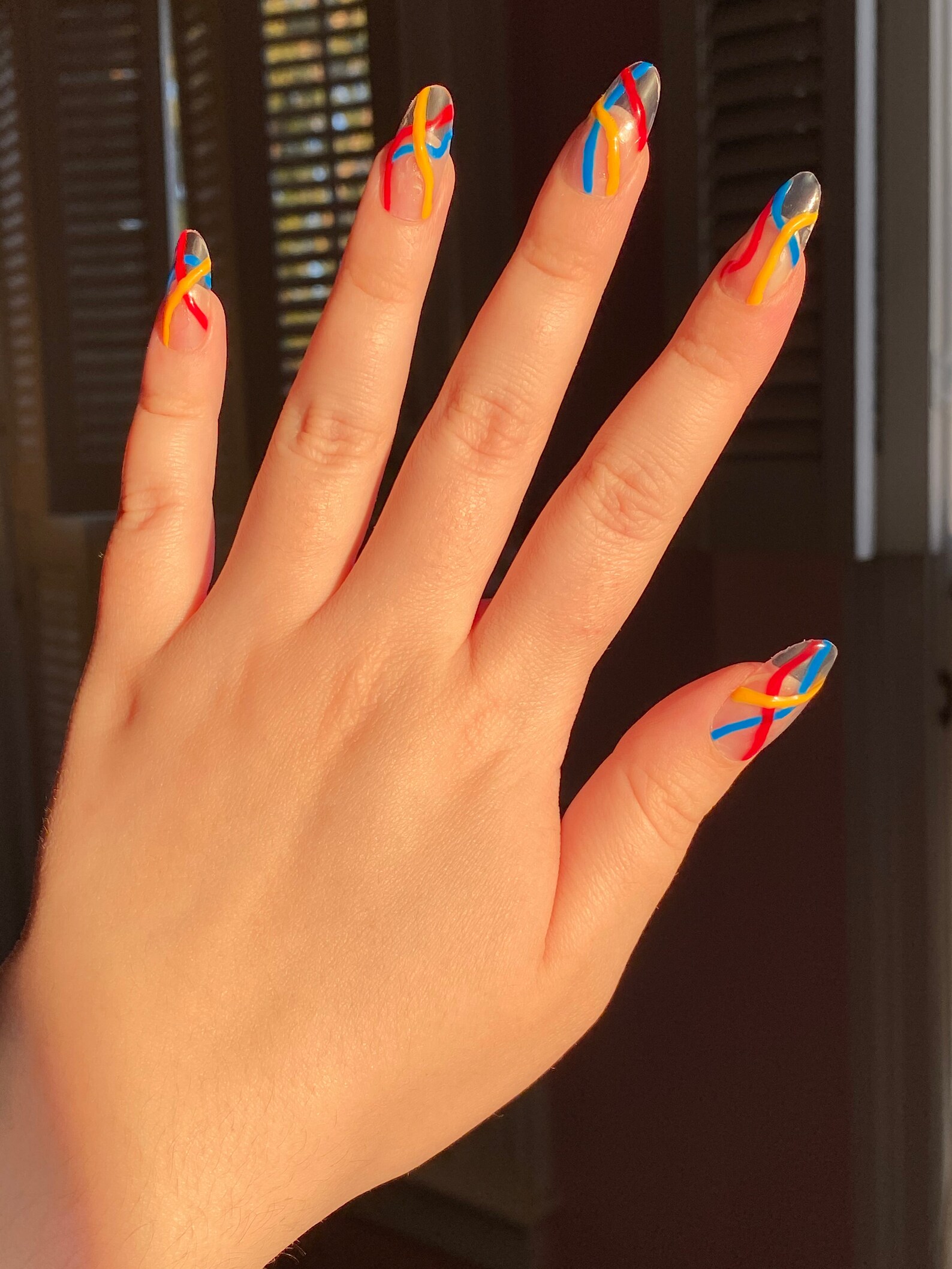 Primary Color Abstract Almond Shaped Press On Nails | Etsy