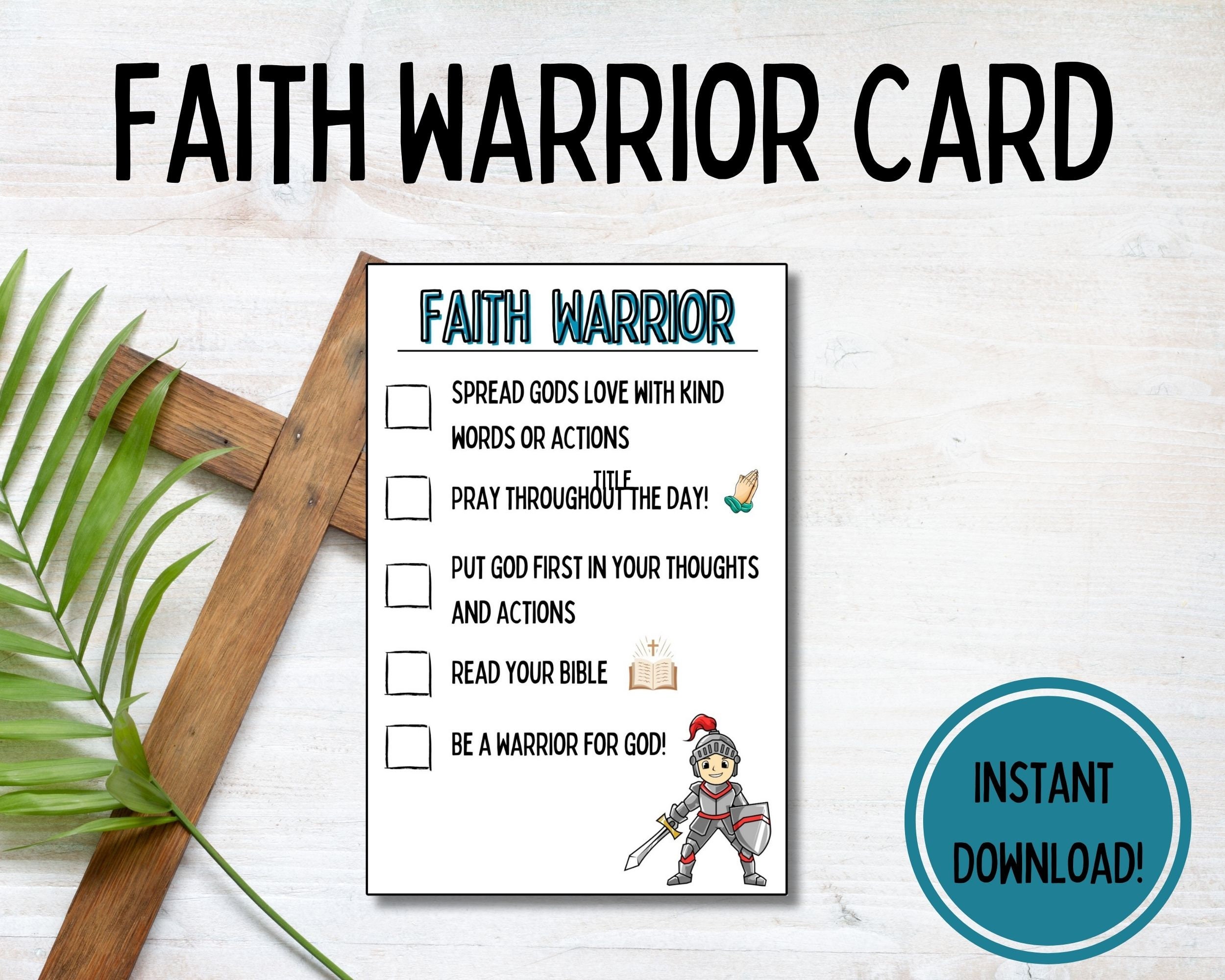 Faith Warrior Card for Kids | Prayer Card for Children | Checklist ...
