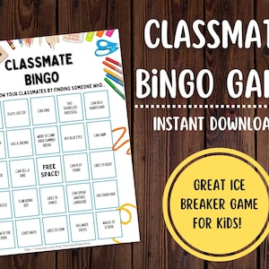 Classmate Bingo Game | School Bingo Game | Printable Bingo Game |Back to School Bingo Game | Children Learning Bingo Game | Classroom Game