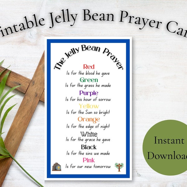 Printable Jelly Bean Prayer Card | Easter Jelly Bean Prayer Card |  Church Activity Printable | Printable Prayer Card