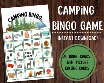 Camping Bingo Game | Printable Camping Bingo | Nature Bingo Game | Bingo Party Games | Camping Activities | Outdoor Games | Outdoor Bingo
