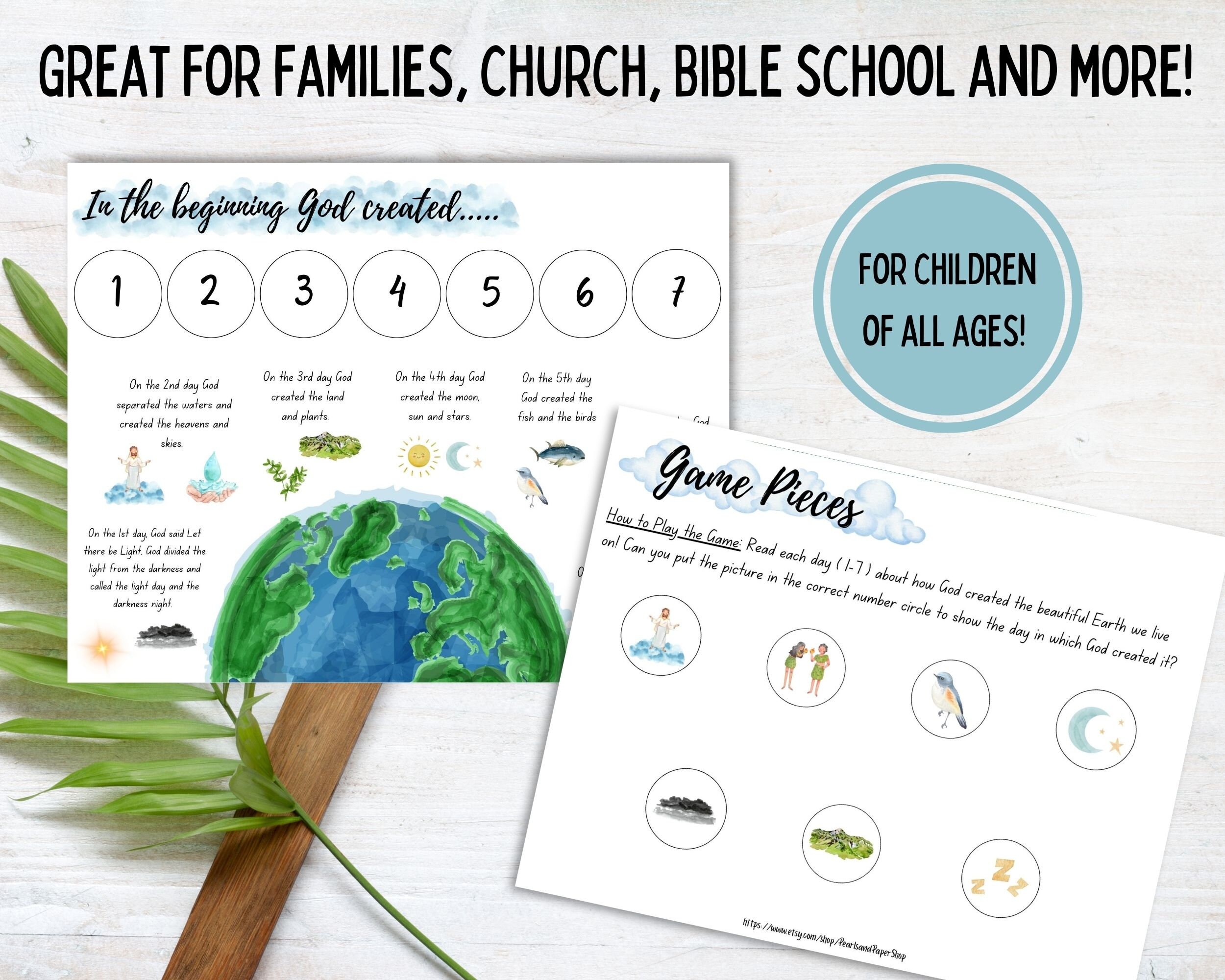 Kids Bible Story Matching Game 7 Days of Creation Game Christian Kids