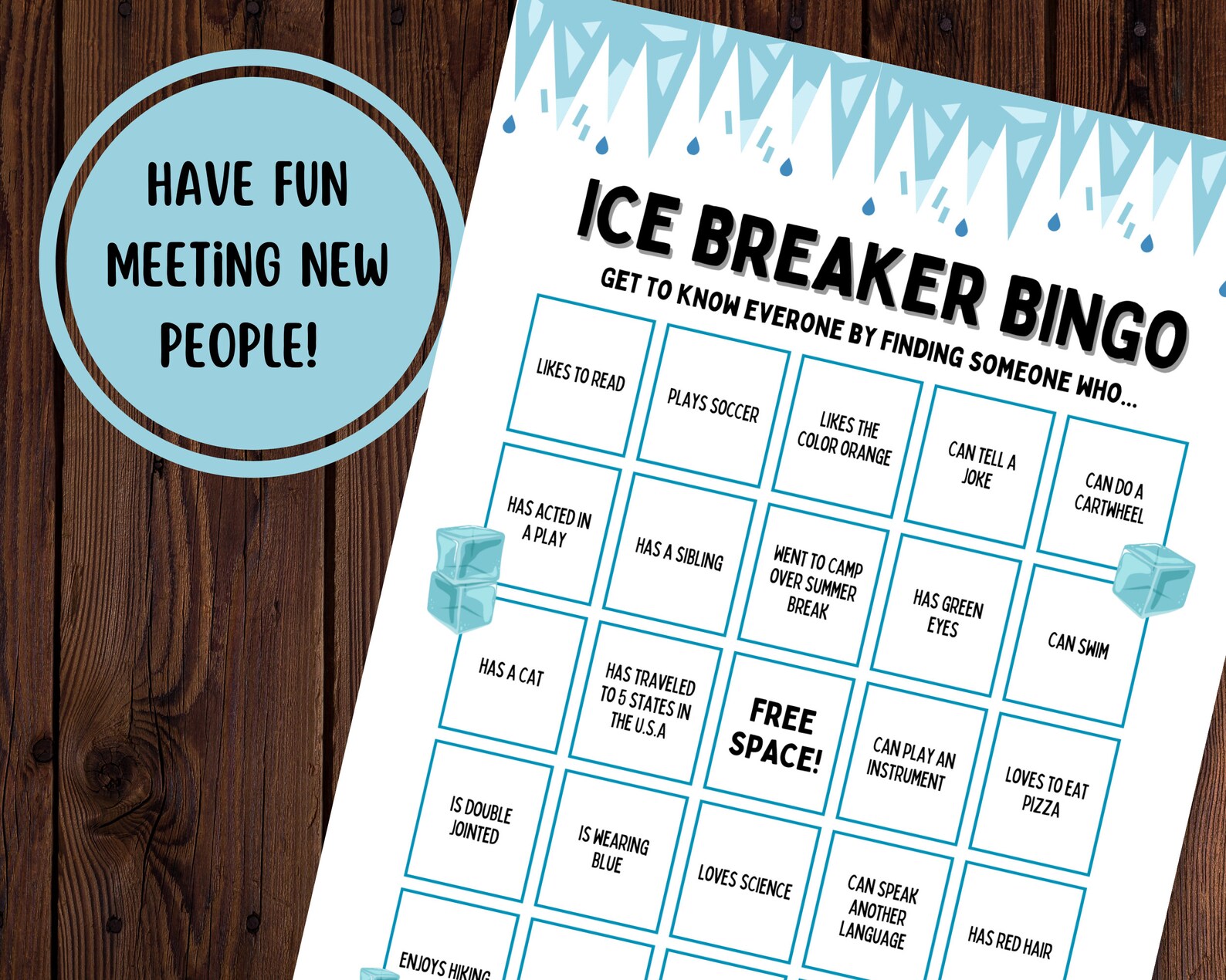 Ice Breaker Bingo Game | Kids Ice Breaker Game | Ice Breaker Bingo Game ...