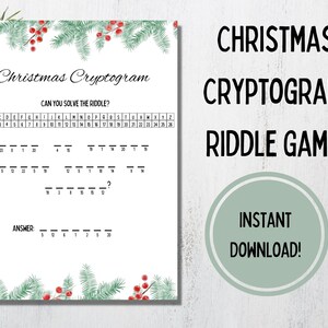 Weihnachten Kryptogramm Wortspiele | Druckbare Weihnachtsfeier Spiele | Weihnachtswortspiele | Weihnachtsfeier Spiel | Kinder Weihnachtswortspiele