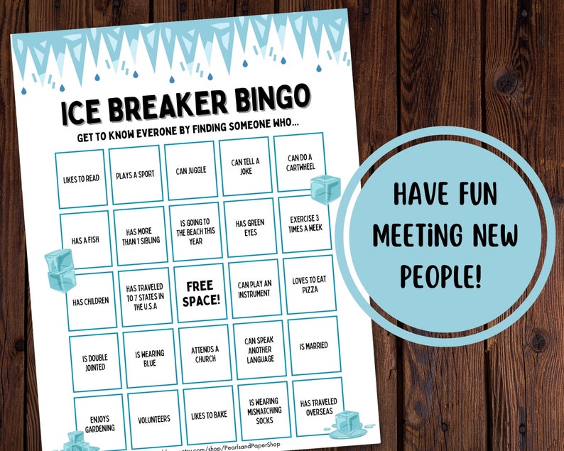 Adult Ice Breaker Bingo Game Adult Bingo Game Coworker Bingo Game Party