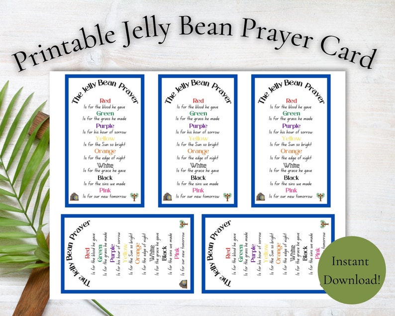 Printable Jelly Bean Prayer Card Easter Jelly Bean Prayer Card Church