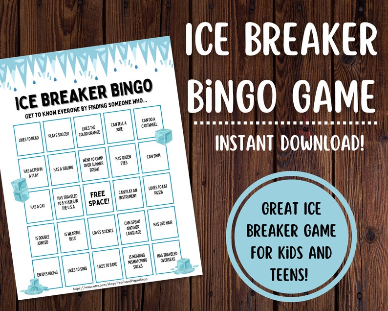 Ice Breaker Bingo Game Kids Ice Breaker Game Ice Breaker Bingo Game