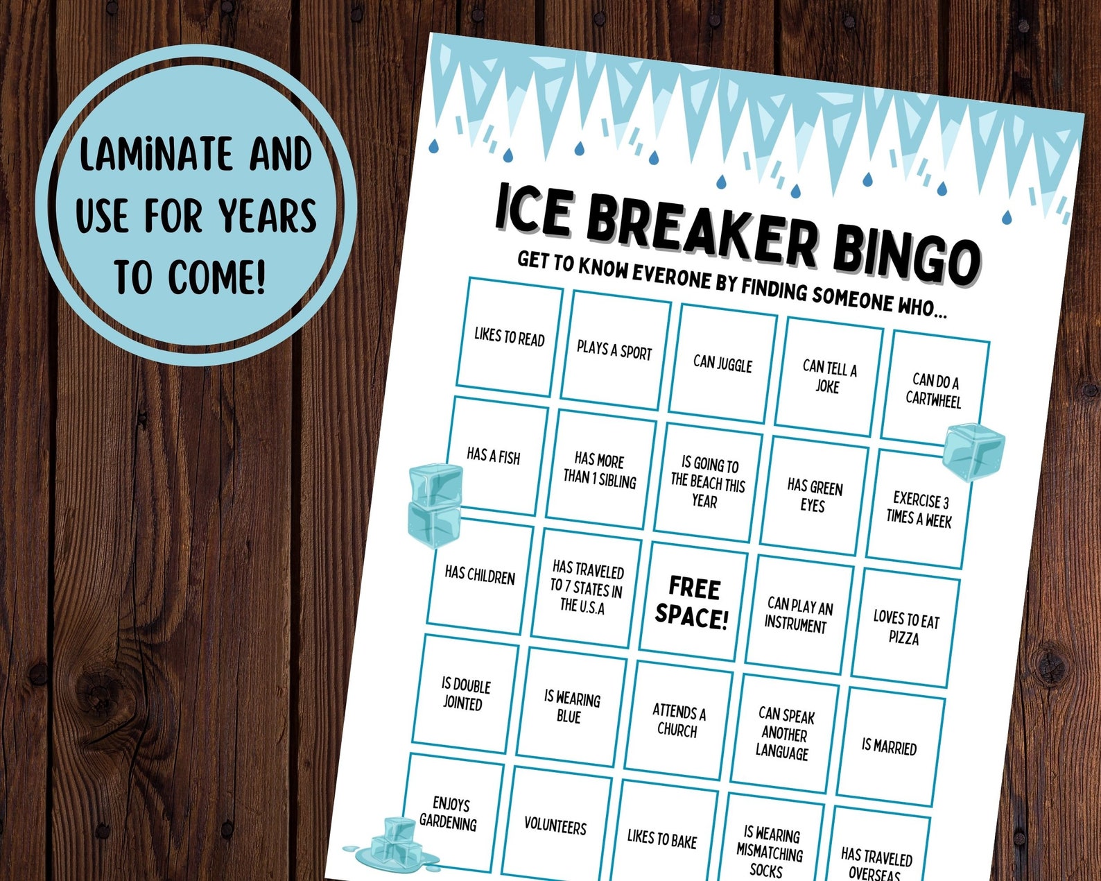 Adult Ice Breaker Bingo Game Adult Bingo Game Coworker Bingo Game Party