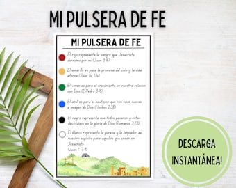 Imprimible Pulsera de Fe Tarjeta de oración | Tarjeta Pulsera de Salvación | Aktywacja la Escuela Dominical | Juegos de fe para niños |