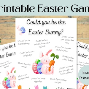 Printable Could You be the Easter Bunny Game, Children&#39;s Easter Game, Instant Download Kids Easter Game, Printable Easter Party Game