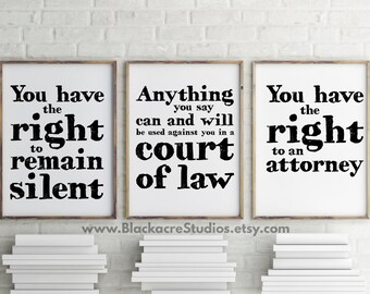law office decor contemporary miranda warning print set gift pack lawyer gifts office decor law school famous legal phrases office decor etsy law office decor contemporary miranda warning print set gift pack lawyer gifts office decor law school famous legal phrases office decor etsy