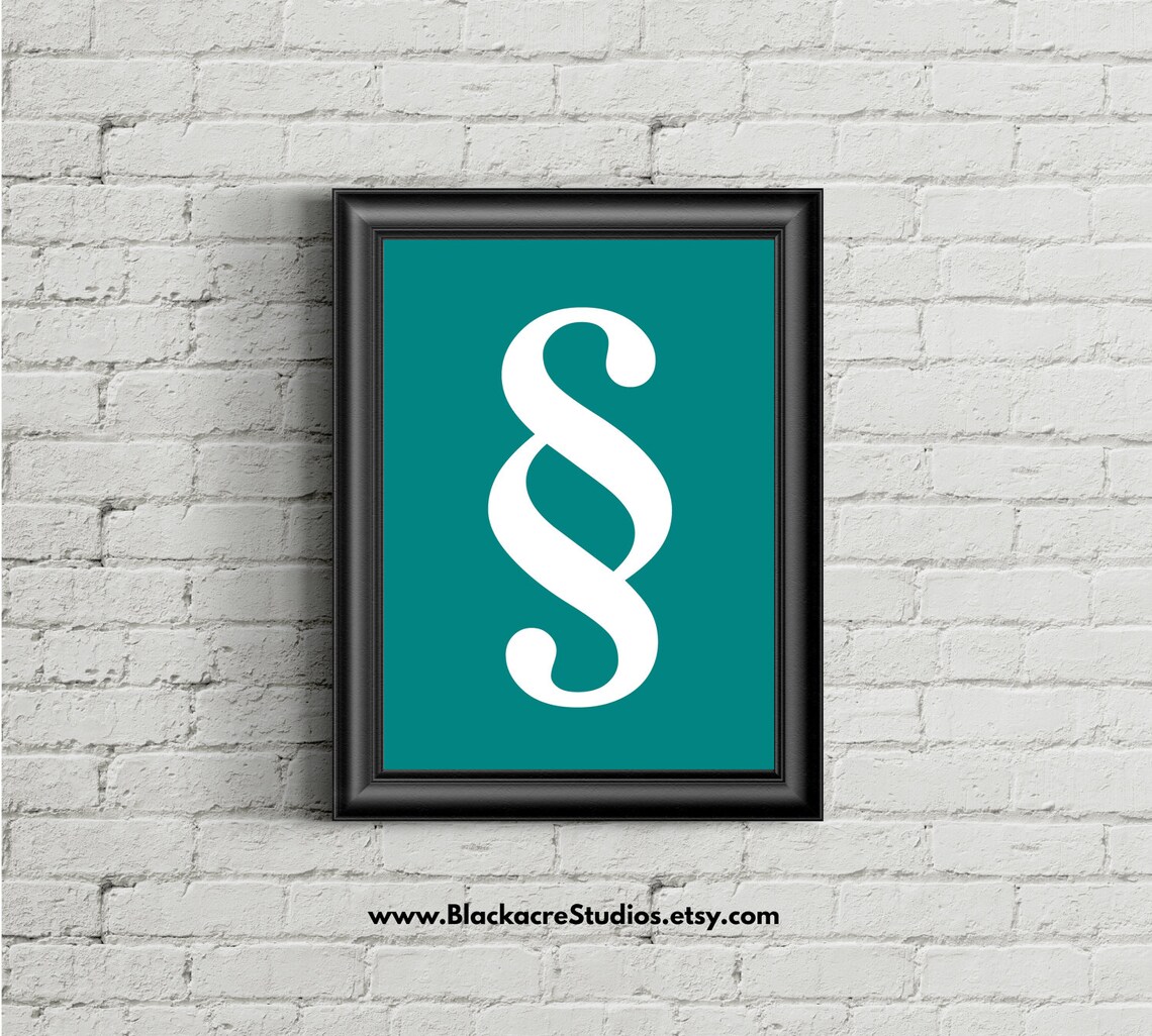 Section Symbol Law School Graduation Gift Law Office Art Etsy