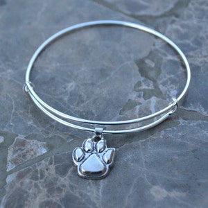Paw impresión extensible brazalete pulsera plata