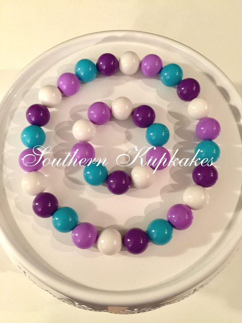 Purple Aqua White Lavender Girls Handmade Custom Made to Match Chunky Gumball Necklace /& Bracelet Bubblegum Jewelry Beaded Pageant Boutique