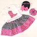 Custom Pink Western Wear Girls Cowgirl Birthday Boot Sequin Bandanna Gingham Country 2pc Dress & Bow Boutique Pageant Girl Pony Party 