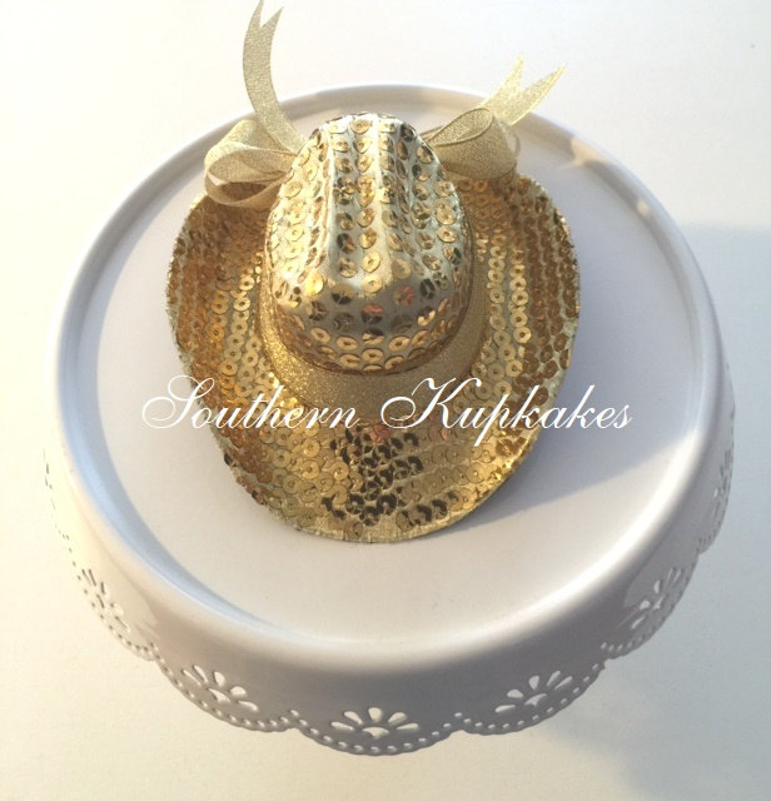 GOLD SEQUIN COWGIRL Hat Fascinator Clip Prop Photo Shoot Etsy