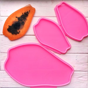 Dessous de verre Papaye/Mangue/Avocat/Poire - Moule en silicone pour resinart - Moule pour résine époxy - Dessous de verre en résine fluide brillant