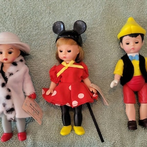 Vintage Adorable Madame Alexander Mcdonalds Dolls Pinocchio/ Cruella/ and Mickey Mouse