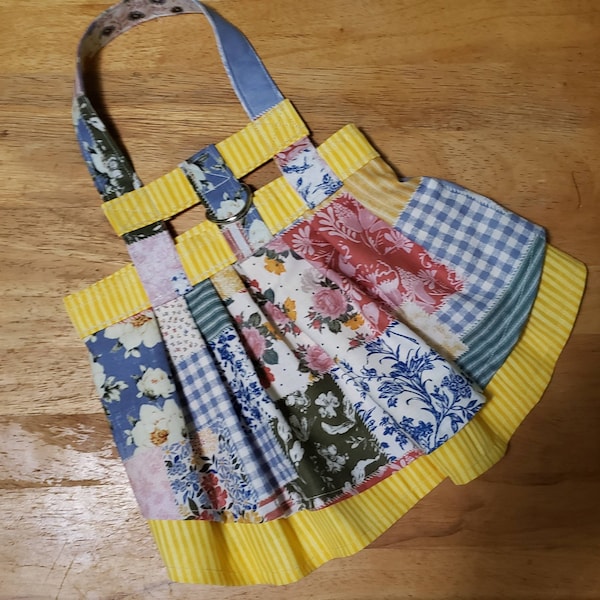 Country,  Patchwork, Summer Dog Dress Harness