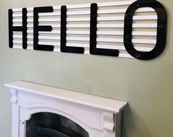 Large Retro Hello Sign HELLO Welcome Sign, Wall Art Cool Signs, Welcoming Wall Sign.