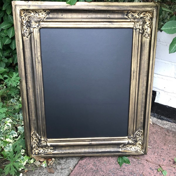 Vintage Gold Distressed Ornate Chalkboard, Very Worn And Looks Fab!