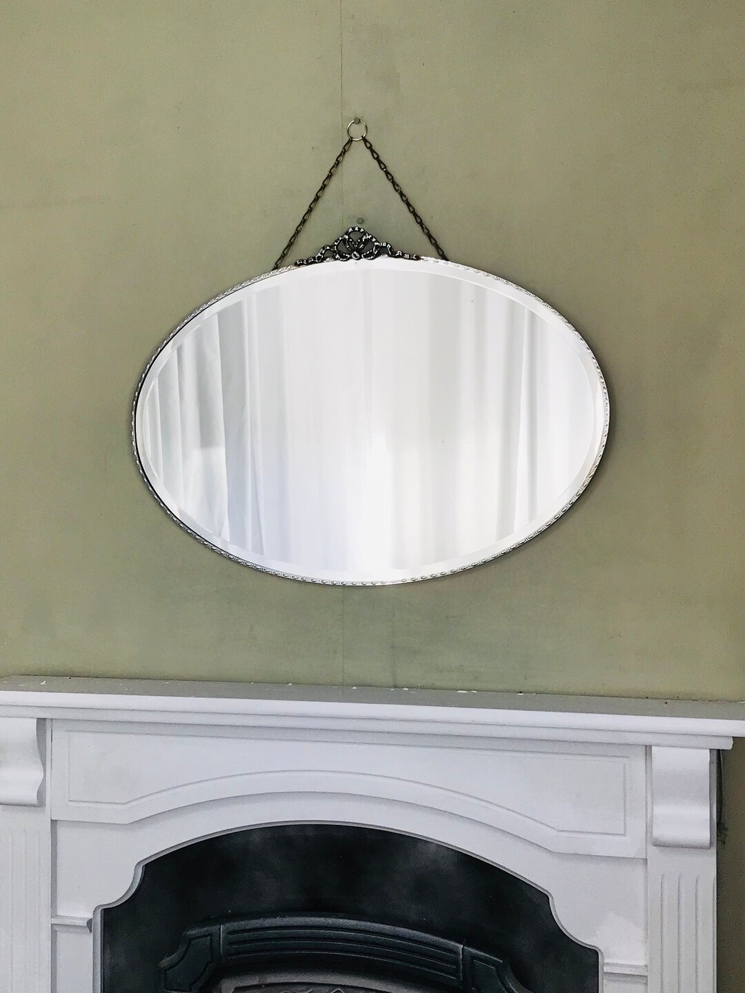 Vintage Art Deco Mirror, Rare Silver Art Deco Mirror With Age Marks and