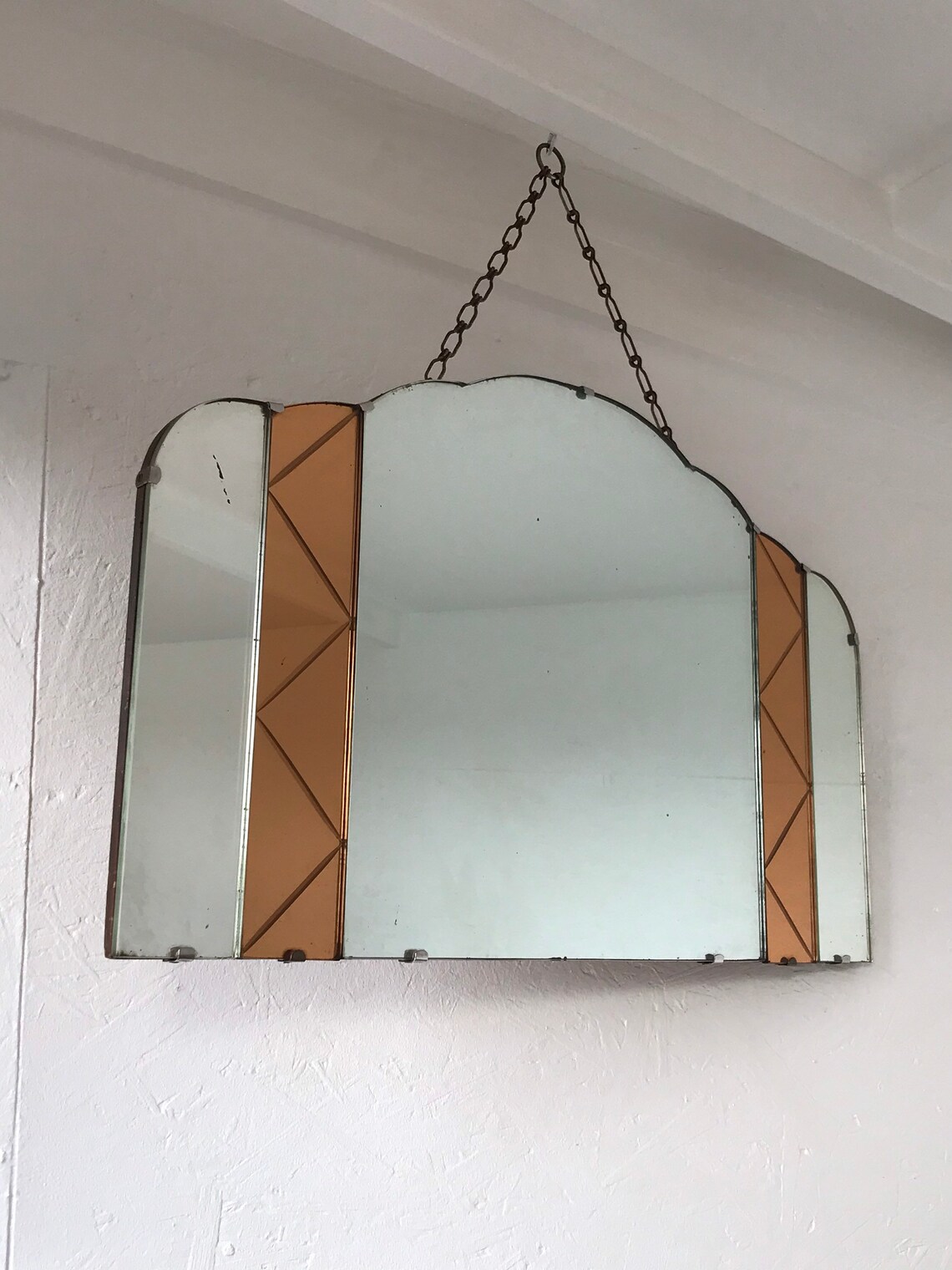 Beautiful Aged Hanging Vintage Fan Mirror Art Deco Fan Etsy