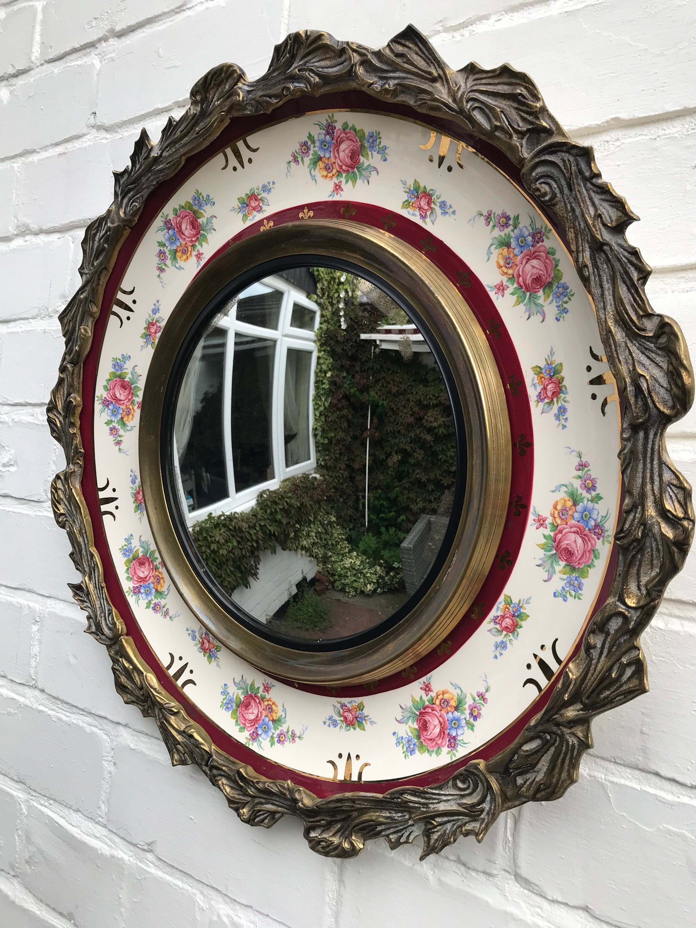 Vintage Convex Mirror With Painting & Art Work Convex Mirror Etsy