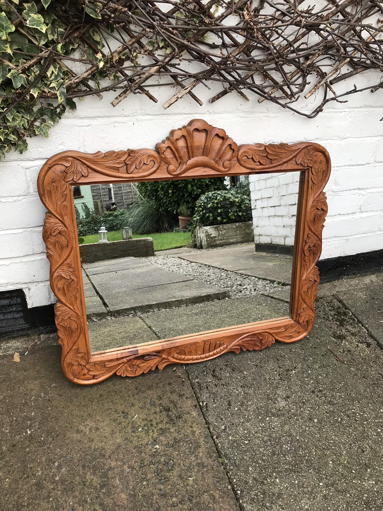 Lovely Carved Mirror Ornate Vintage Wooden Pine Mirror Etsy