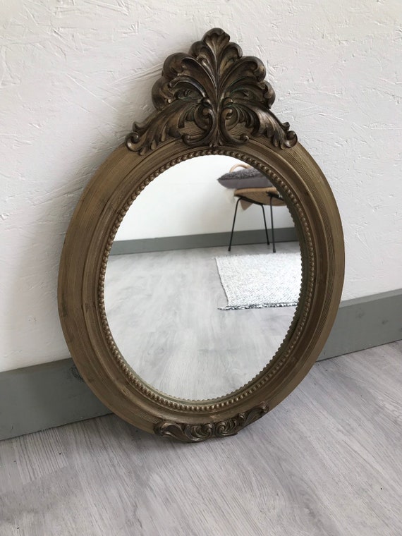 Vintage Style Crested Mirror Modern To Look Old Resin Frame