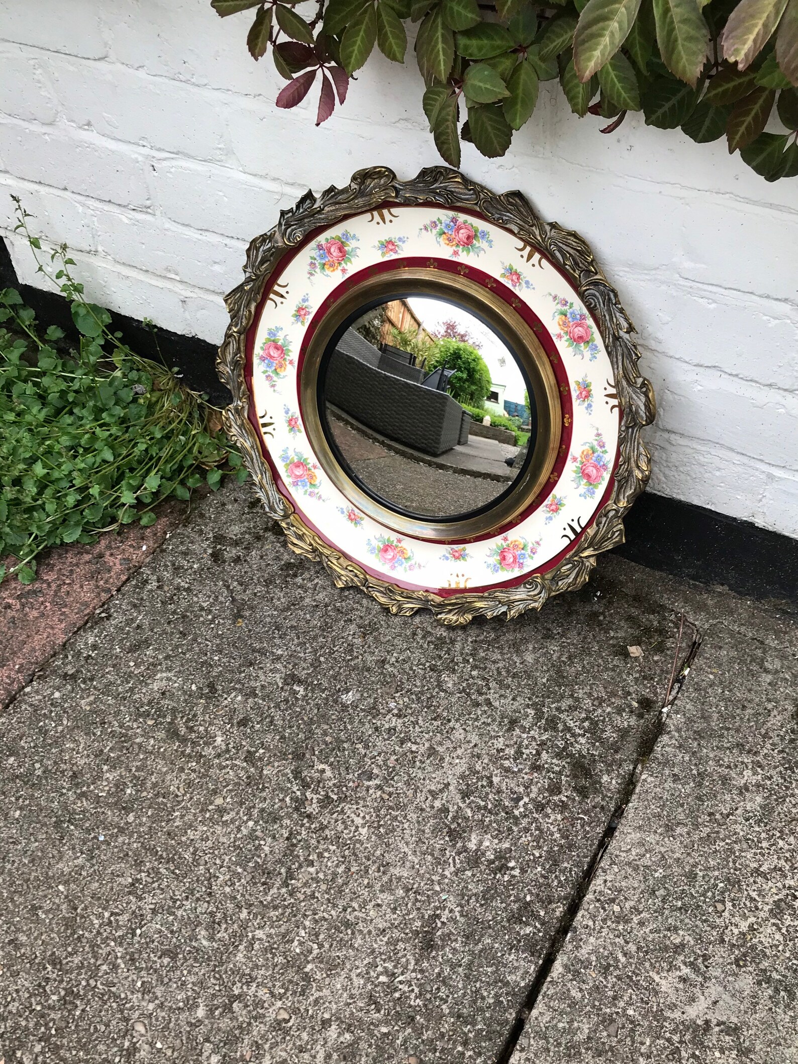 Vintage Convex Mirror With Painting & Art Work Convex Mirror Etsy