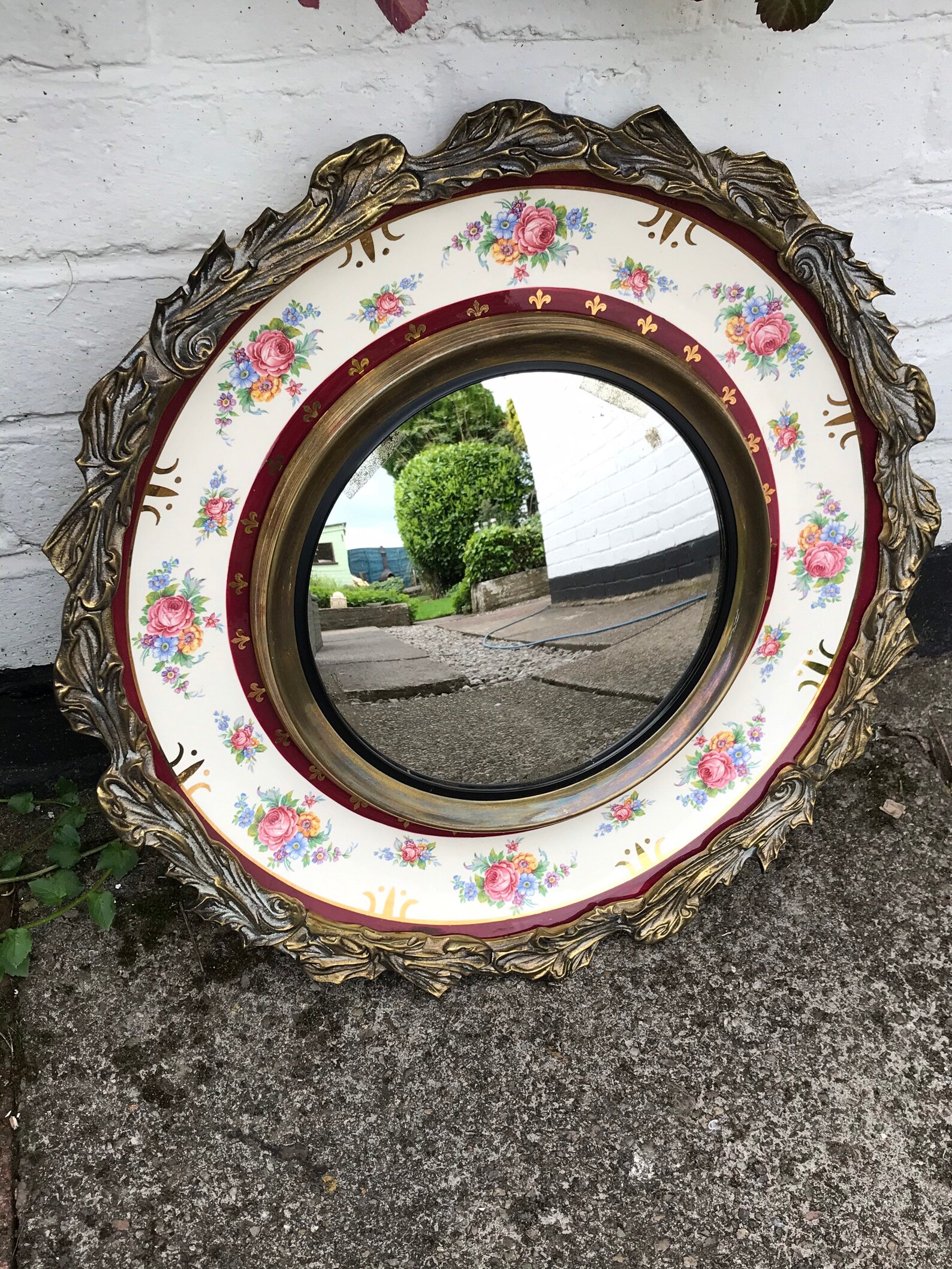 Vintage Convex Mirror With Painting & Art Work Convex Mirror Etsy