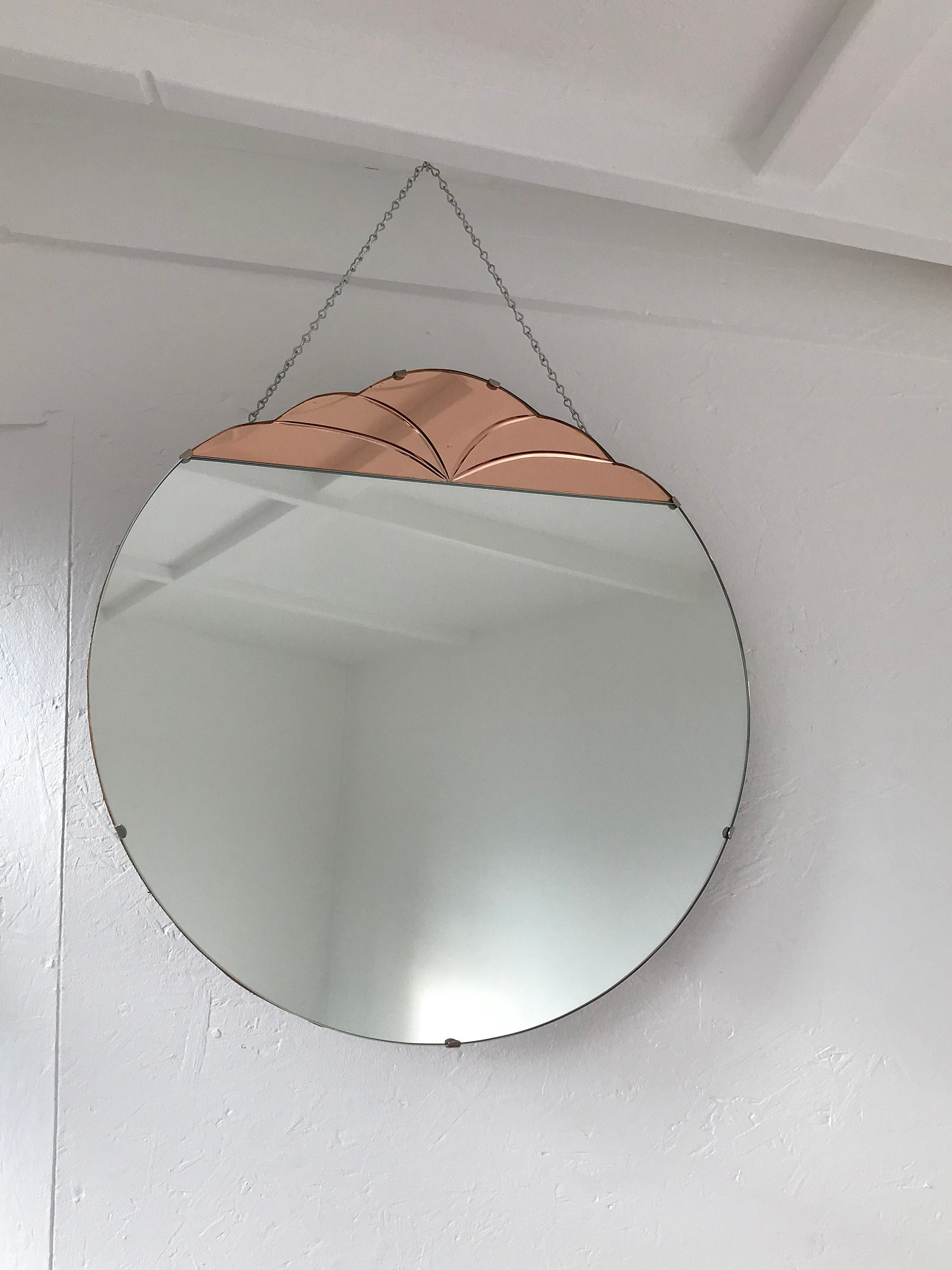Beautiful Art Deco Style Mirror Vintage Looking Peach