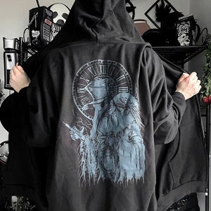 Plague Doctor Hoodie GREY ASHES Zipper or Pullover image 2